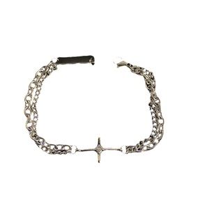 stainless steel cross metal bracelet roughly 7.5 inches long